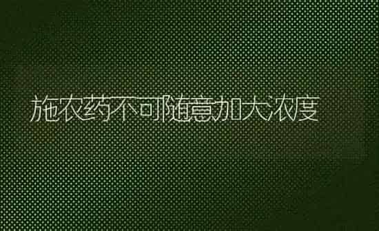 施农药不可随意加大浓度 | 种植病虫害防治