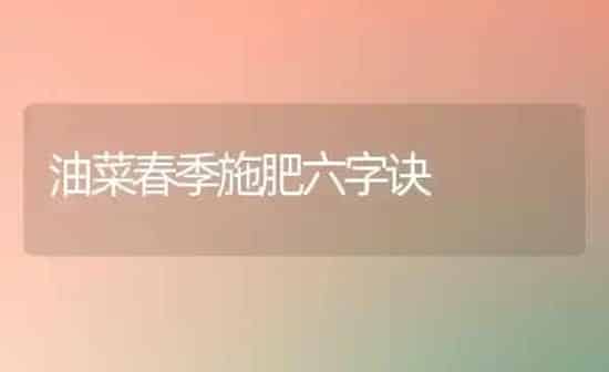 油菜春季施肥六字诀 | 粮油作物种植