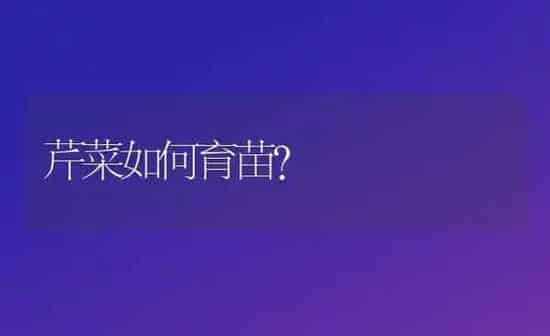 芹菜如何育苗？ | 蔬菜种植