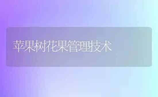 苹果树花果管理技术 | 瓜果种植