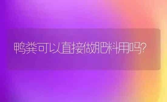 鸭粪可以直接做肥料用吗？ | 种植肥料施肥