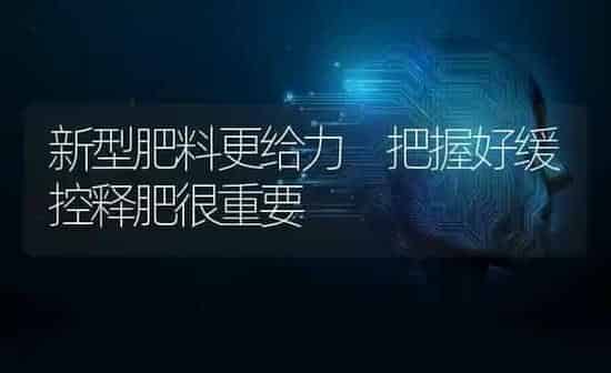 新型肥料更给力 把握好缓控释肥很重要 | 种植肥料施肥