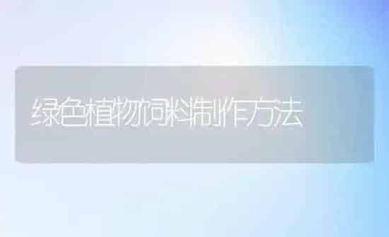 绿色植物饲料制作方法 | 动物养殖饲料