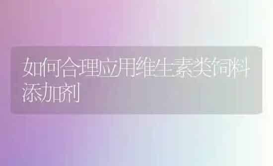 如何合理应用维生素类饲料添加剂 | 动物养殖饲料