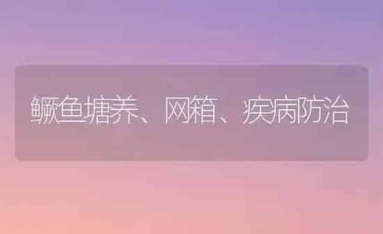 鳜鱼塘养、网箱、疾病防治 | 淡水养殖