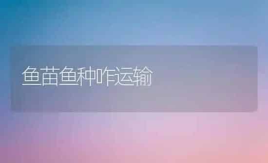 鱼苗鱼种咋运输 | 淡水养殖