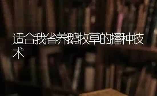 适合我省养鹅牧草的播种技术 | 家禽养殖