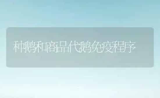 种鹅和商品代鹅免疫程序 | 家禽养殖