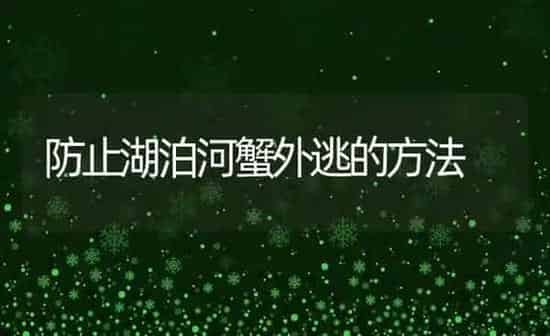 防止湖泊河蟹外逃的方法 | 淡水养殖