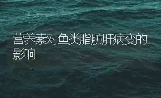 营养素对鱼类脂肪肝病变的影响 | 养殖病虫害防治