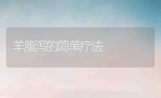 羊腹泻的简单疗法 | 家畜养殖