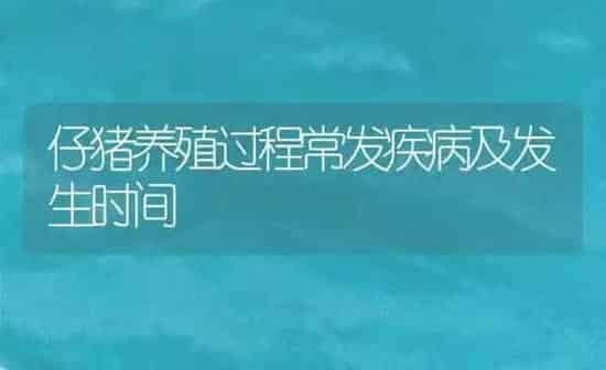 仔猪养殖过程常发疾病及发生时间 | 家畜养殖