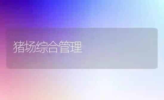 猪场综合管理 | 家畜养殖