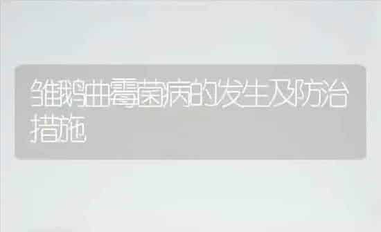 雏鹅曲霉菌病的发生及防治措施 | 家禽养殖