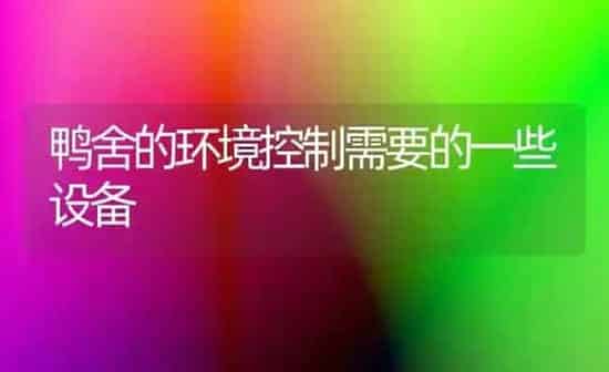 鸭舍的环境控制需要的一些设备 | 家禽养殖