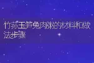 竹荪玉笋兔肉粥的材料和做法步骤