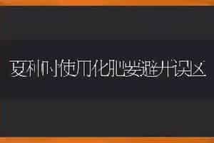 夏种时使用化肥要避开误区