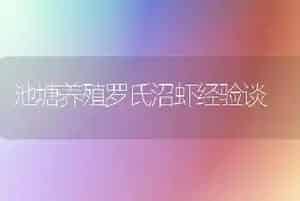 池塘养殖罗氏沼虾经验谈