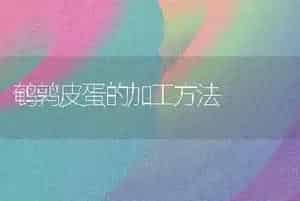 鹌鹑皮蛋的加工方法