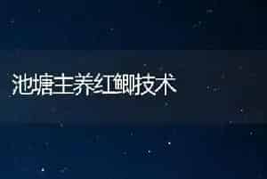 池塘主养红鲫技术