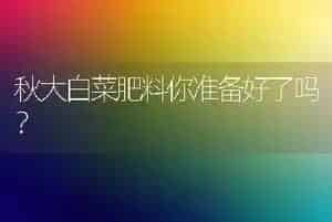 秋大白菜肥料你准备好了吗?