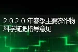 2020年春季主要农作物科学施肥指导意见