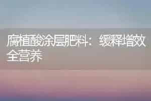 腐植酸涂层肥料：缓释增效全营养