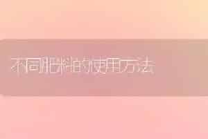 不同肥料的使用方法