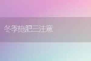 冬季施肥三注意