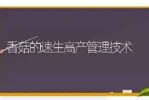 香菇的速生高产管理技术