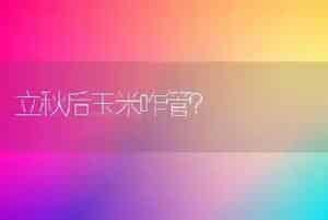 立秋后玉米咋管?