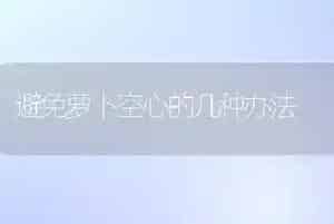 避免萝卜空心的几种办法