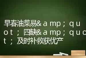 早春油菜易四缺及时补救获优产