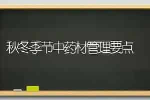 秋冬季节中药材管理要点