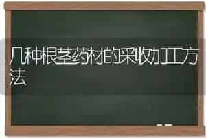 几种根茎药材的采收加工方法