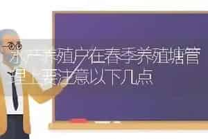 水产养殖户在春季养殖塘管理上要注意以下几点