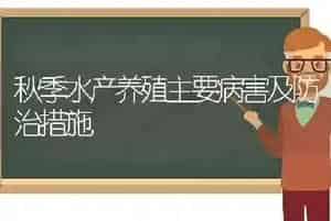 秋季水产养殖主要病害及防治措施