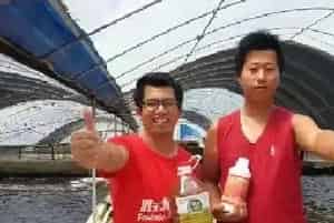 南美白对虾养殖户使用神爽EM10+百毒清组合去颗粒解藻毒转水色效果好