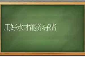 用好水才能养好猪