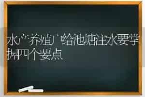 水产养殖户给池塘注水要掌握四个要点
