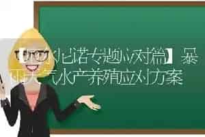 暴雨天气水产养殖应对方案