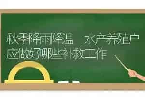 秋季降雨降温 水产养殖户应做好哪些补救工作
