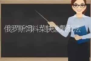 俄罗斯饲料菜快速繁殖法
