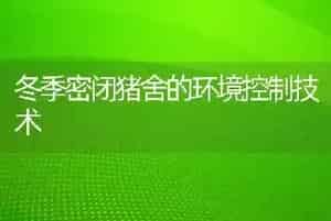 冬季密闭猪舍的环境控制技术